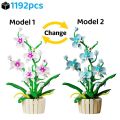 1192pcs Orchid Building Blocks Bouquet Flower Rose Plant Pink Blue Bricks Kid Model Assembled Toys Romantic Valentine's Day . 