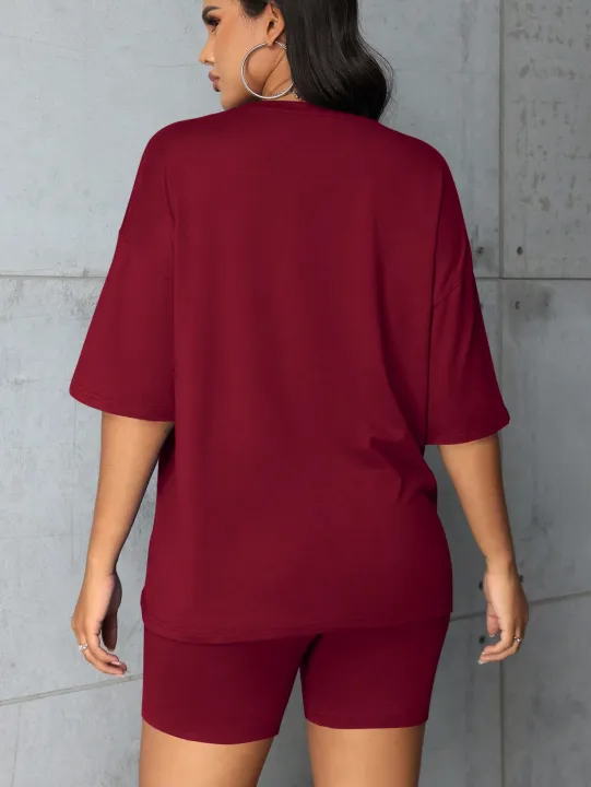 Plus%20Size%20Fashionable%20All-Match%20Shorts%20Short-Sleeved%20Suit%20Queen%20Letter%20Print%20Simple%20and%20Comfortable%20Two-Piece%20Suit%202024%20New%20-%20Image%206