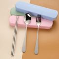 1set Household Stainless Steel Portable Tableware Chopsticks Spoons Forks Two/Three Piece Set with Box.