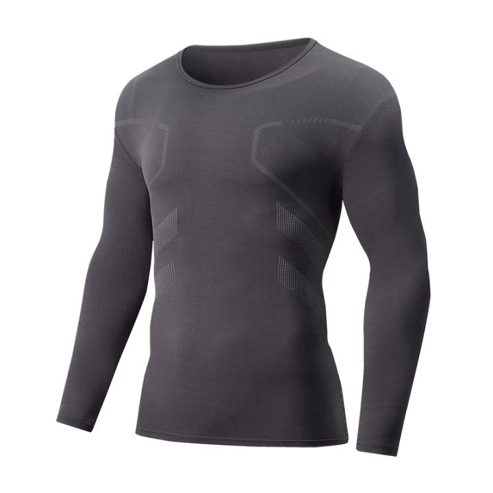 2/3-piece%20Set%20Of%20Autumn/Winter%20Men's%20Printed%20Thermal%20Underwear%20Sports%20And%20Fitness%20Round%20Neck%20Long%20Sleeved%20T-shirt%20Top%20Base%20Shirt%20-%20Image%204