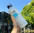 'We Bare Bears' Frosted Plastic Water Bottle with Straw. 