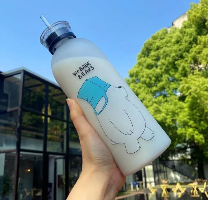 'We%20Bare%20Bears'%20Frosted%20Plastic%20Water%20Bottle%20with%20Straw%20And%20Extra%20Cap%20-%20Image%204