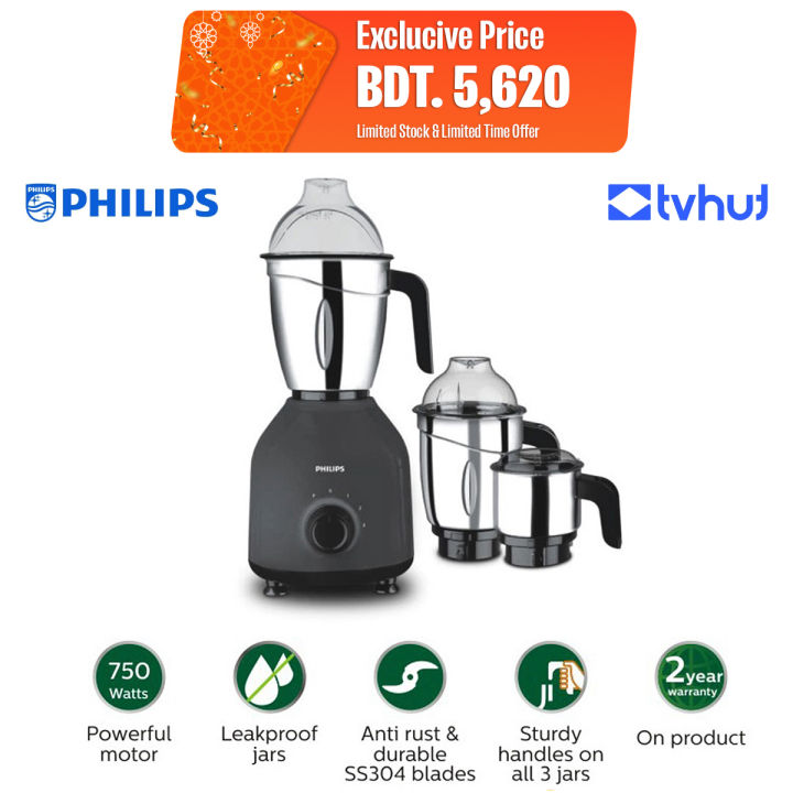 Philips HL7757 750W Mixer Grinder (3 Jars) with Official Warranty