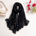 2025 Women Chiffon Hijab Scarf Premium Chiffon Muslim Hijabs Plain Good Stitching Maxi Wrap Musulman Femme Solid Color Shawls. 