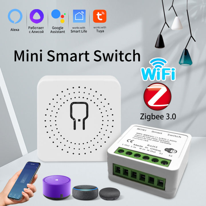 Zigbee 3.0 Wifi Tuya Smart Swich Alexa  Assistant Home Automation DIY 16A Mini Breaker Light Switch Voice Control 100-240V lightify