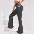 High Waist Flare Leg Yoga Pants Women with Pocket Push Up Butt Running Tights Wide Leg Pants Gym Outdoor Cycling Leggings.