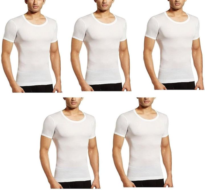 Pack of 3 Men's Half Sleeves Cotton Bunyan White Color