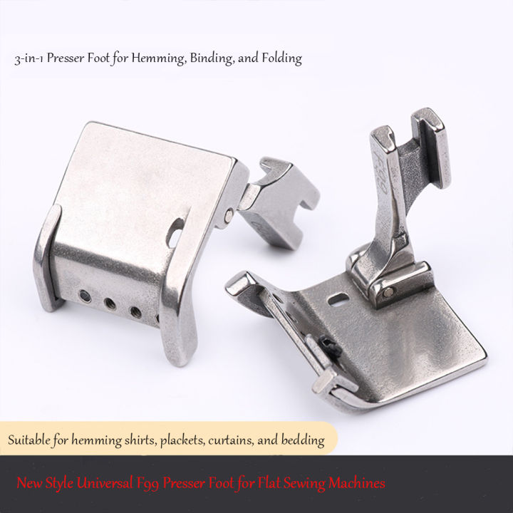 New Style Universal Multi-Functional T9 Presser Foot for Flat Sewing Machines – Adjustable for Pant Cuff Hemming, Fabric Folding