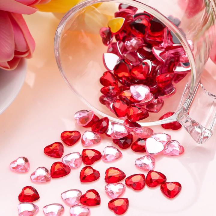 100PCS%20/%20200PCS%2012mm%20Hearts%20Crystals%20Red/Pink%20Glitter%20Flat%20Back%20Heart%20Rhinestone%20Sparkling%20Stones%20Acrylic%20Faux%20Diamonds%20-%20Image%205