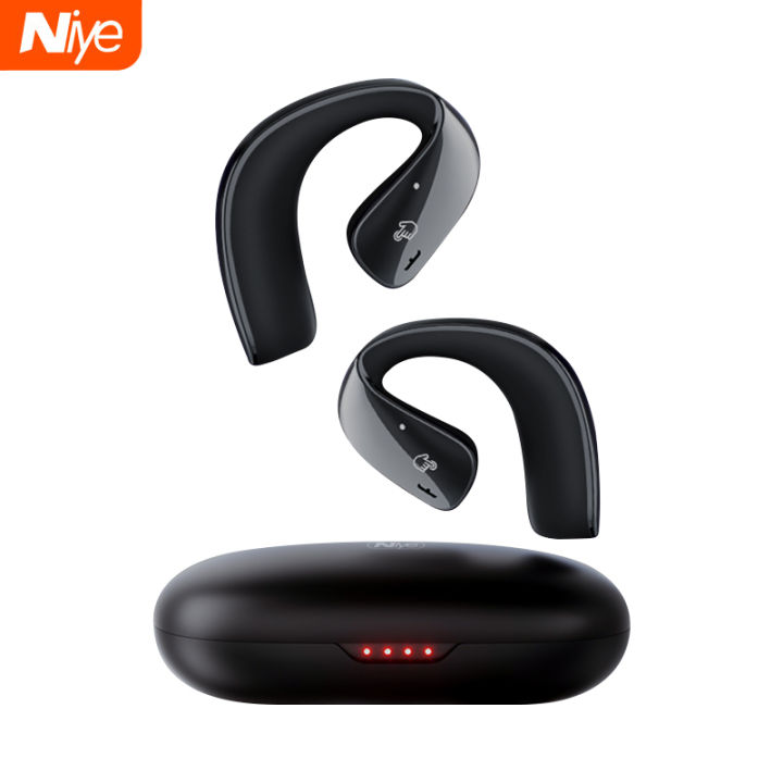 Niye Air Conduction Bluetooth 5.3 Earphones Open Ear Clip Wireless Headphone with Mic Sports Headsets for Android IPhone Samsung