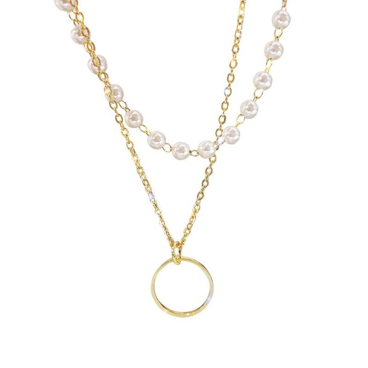 Fashion Beaded Pearl Necklace For Women Kpop Crystal Pendant Charm Pearls Choker Bead Necklaces Jewelry