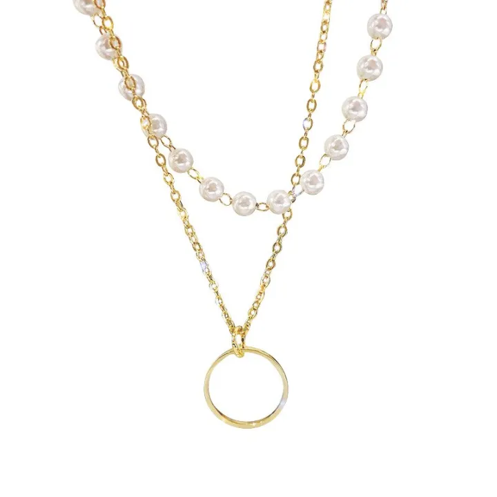 Fashion Beaded Pearl Necklace For Women Kpop Crystal Pendant Charm Pearls Choker Bead Necklaces Jewelry