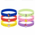 12pcs Pokemon Bracelet Anime Action Figures Pikachu Charmander Children Cartoon Silicone Wristband Bracelets Party Cosplay .
