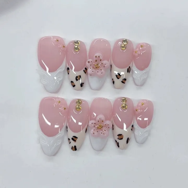 10pcs%20high-end%20Exquisite%20and%20sweet%20style,%20hand-painted%20leopard%20print,%20three-dimensional%20flowers,%20and%20sparkling%20dot%20diamonds%20hand%20-%20Image%204