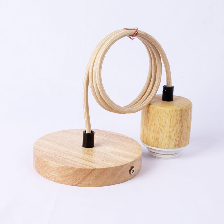 Natural Color E27 Hanging Lamp Holder Single-head Screw Socket Lampshade Base Lights Fixture Wooden Ceiling Lamp Base