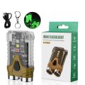 S326 Keychain Light Mini Led Flashlight TYPE-C Charging Waterproof Fluorescent Magnetic Warning Camping Light. 