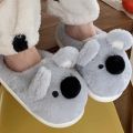 Women Winter new three-dimensional koala design Slippers Casual Soft Heel Platform Fur Warm Indoor Comfortable Man Home Slippers.