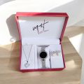 4PCS/Set Women's Watch Fashion Rhinestone Stainless Steel Band Digital Watch with Jewelry Set(Without Box). 