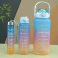 Best Quality Set of 3 Plastic Water Bottles (1900ml/850ml/280ml) with Motivational Time Marker, Leakproof Durable Non-Toxic Sipper Water bottle for office, School Gallon Water bottle for gym (Multi, As per color availability). 