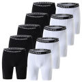 1/5 Pcs Men's Plus Size Black And White Long Sports Underwear Running Fitness Basketball Football Elastic Waist Shorts Teenagers.