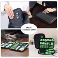 1pc Black Green Storage Bag Electronic Accessory Organizer Portable Usb Data Cable Charger Plug Travel Waterproof Organizer. 