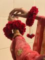 Artificial Flower Hand Gajra In Velvet Fabric With Elegant white pearl's. 