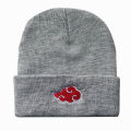 Anime Ninja Figure Cosplay Caps Cartoon Embroidered Red Cloud Hokage Sharingan Unisex Elastic Black Knitted Winter Warm Hats. 