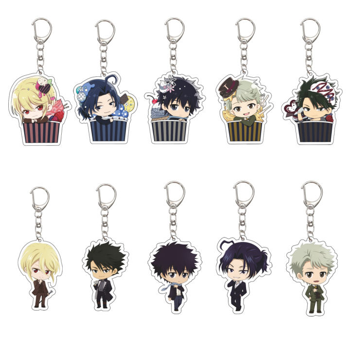 55MM Anime MORIARTY THE PATRIOT Keychain William James Moriarty Key Chain Acrylic Model Plate Christmas 