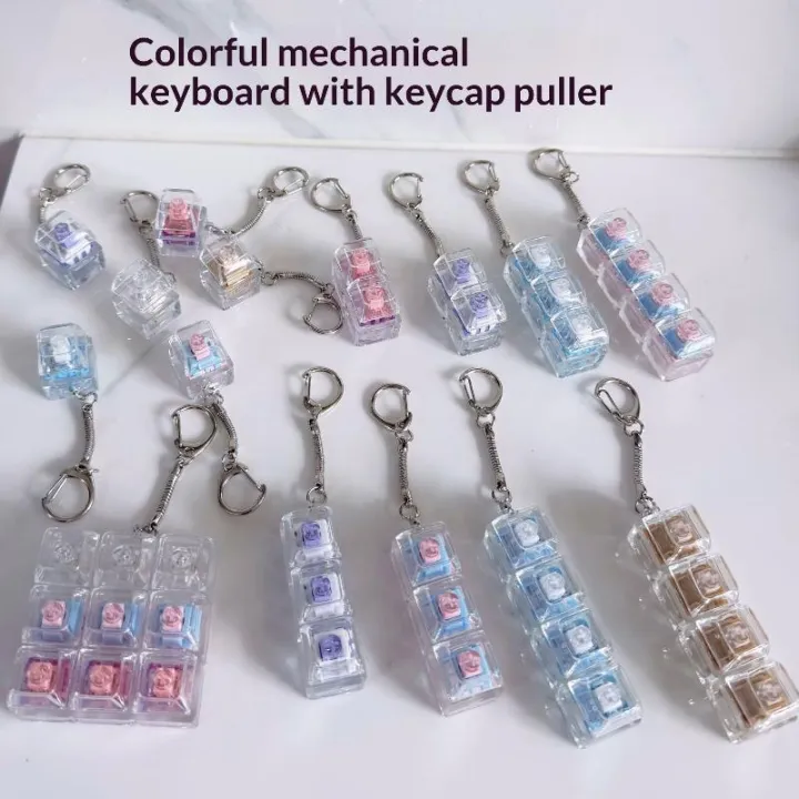 NEW%201/2/3/4/9%20Key%20Keyboard%20%20Toys%20Crystal%20Keycap%20Keychain%20Stress%20Relief%20Fingertip%20Gadget%20Decompression%20Toys%20Clicker%20%20Toy%20-%20Image%202
