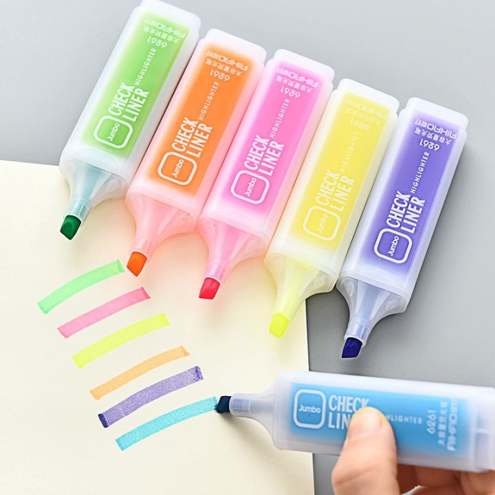 6 Colors Marker Liquid Highlighters Kawaii Gifts for Students Taking
