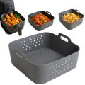 Silicone Air Fryer Baking Tray Square 5.5-6.2L Silicone Air Fryer Liners Heightened Reusable Air Fryer Basket.