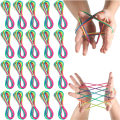 Rainbow Cats Cradle String 1.6M/63 Inch Long Rainbow Colourful Finger Rope Chinese Finger String Games Toy for Kids. 