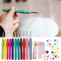 Crochet Hooks Set Blunt Knitting Needles Ergonomic Handle Colorful Crochet Hooks Kit 11 Sizes for Mom Grandma Gifts. 