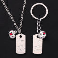 2Pcs/Set Game Love and Deepspace Caleb Necklace Keychain Summer Day Apple Clavicle Bag Pendant Women's Jewelry Accessories Gift.