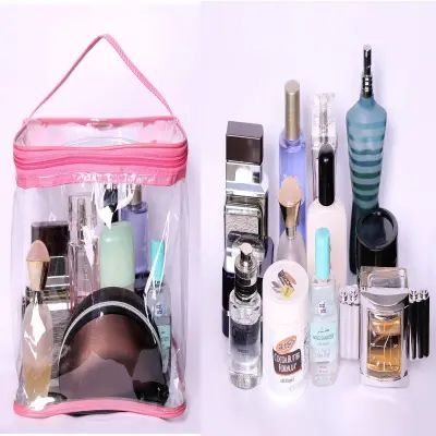 Transparent Standard  Quality with High Finish Stitches. Color - Transparent Design - PLain. A perfect gift Durable Cosmetic Bag Organizer Makeup Storage Jewelry Vanity Box