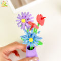 HUIQIBAO MOC Eternal Flower Bouquet with pot Micro Building Block Sunflower Rose Mini Model Brick Toy home Desk Decoration.