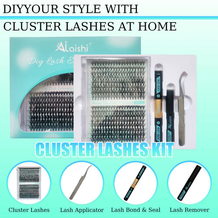 AILAISHI%20LASH%20DIY%20Eyelashes%20Kit%20320pcs%20Cluster%20Lashes%2030D+40D%20Waterproof%20Bond%20and%20Seal%20with%20Remover%20Tweezer%20Premade%20Fan%20Lashes%20-%20Image%202