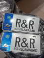 car number plates licence ICT Islamabad old new style customized by sticker embossed  not punch. 