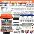 170-410pcs Professional Fishing Kit with Tackle Box, Hooks Sinkers Swivels for Bass Trout Saltwater Fishing Complete Lure Set. 