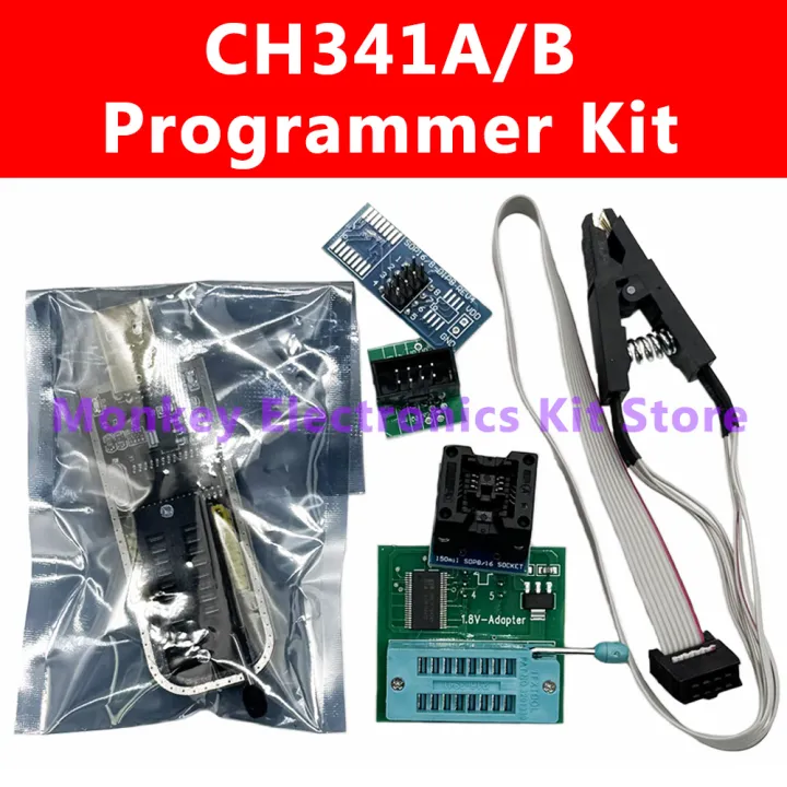 CH341A/B Programmer adapter+SOP8 clip+SOIC8 adapter with cable+1.8V ...
