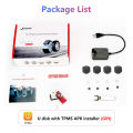 JMCQ USB TPMS Car Tire Pressure Alarm Monitor System For vehicle Android player Temperature Warning with four sensors. 