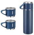 Steel Vacuum Flask Set with 3 Steel Cups Combo- 500ml - Keeps HOT/Cold Ideal - Housewarming.