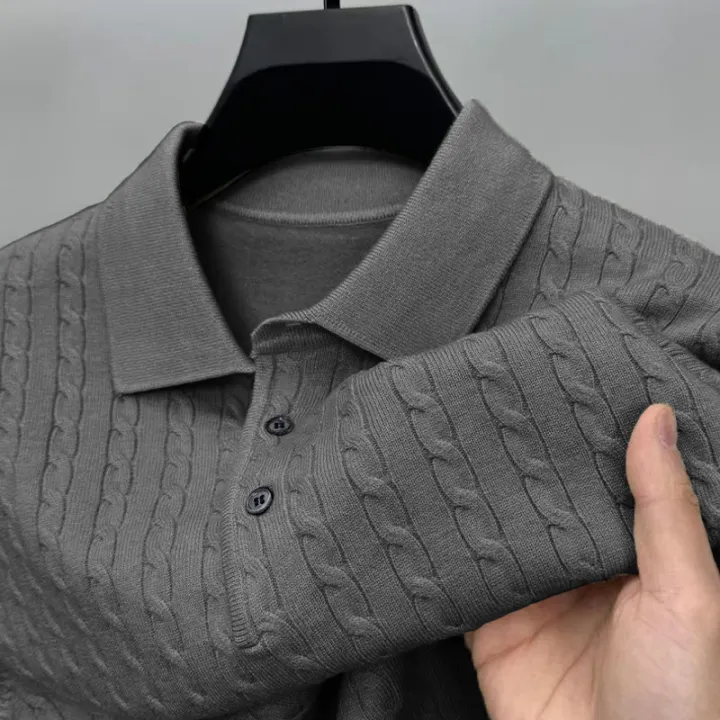 Autumn%20Men's%20Knitted%20Pullover%20Sweaters%20Cable%20Woolen%20Button%20Sweater%20Slim%20V-neck%20Long%20Sleeve%20Outerwear%20Winter%20Warm%20Heavyweight%20Top%20-%20Image%203