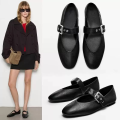 Women's Black Mary Jane Flats Shoes women Fashion Pointed Toe Faux Leather Buckle Strap Ballet Shoes for Daily Wear Casual Shoes. 