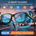 New 800W HD Camera AI Smart Glasses Men 100+ Languages Translation Glasses 1080P Video Record Music Player Call Sunglasses Woman.