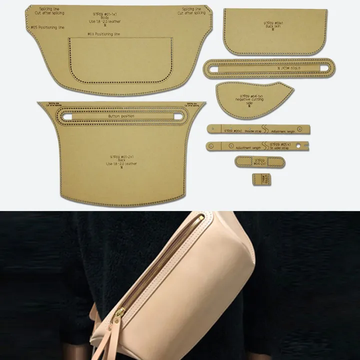 YOMDID%209PCS%20Handmade%20Leather%20Chest%20Bag%20Crossbody%20Backpack%20Making%20Sewing%20Pattern%20Kraft%20Template%20DIY%20Purse%20Making%20Kraft%20Stencil%20-%20Image%202
