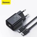 Baseus Super Si Quick Charger 1C 25W EU Sets With Mini Cable Type-C to Type-C 3A 1m Black - EU plug.