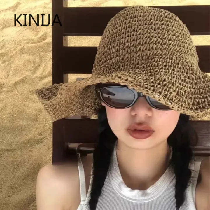 Beach%20Hat%20Female%20Sunscreen%20Cap%20Simple%20Women%20Panama%20Straw%20Hat%20Summer%20Sun%20Hat%20for%20Women%20Lady%20Folding%20Travel%20Caps%2010cm%20Brim%20Floppy%20-%20Image%203