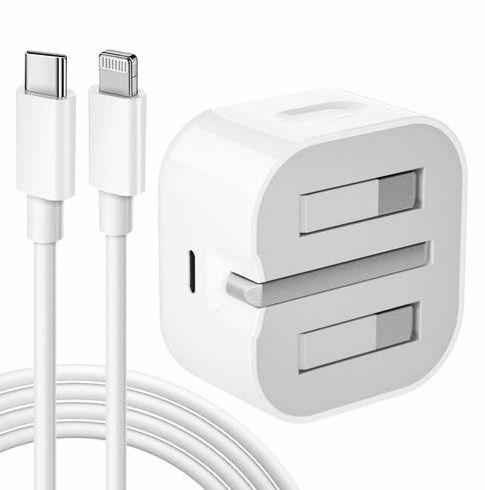 I-phone Three Pin Charger 20W Power Adapter With USB-C To Lightning Cable