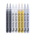 8 Pack in 4 Colors (Black/White/Gold/Silver) Acrylic Paint  Markers, Extra Fine for Ceramic, Wood, Metal, Paper, Drawing, DIY. 